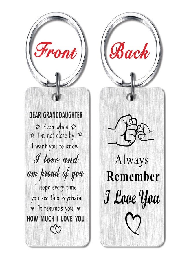Jzxwan Granddaughter Gifts Christmas Keychain, I Love and Proud of You Granddaughter Birthday Keychain Gifts from Grandpa Grandma - Image 2