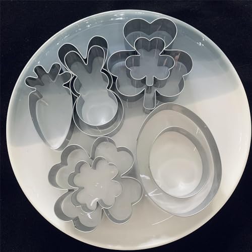 Auktosmn St. Patrick's and Easter Cookie Cutter Set-9 Piece-Dishwasher Safe-Shamrock, 4 Leaf Clover, Bunny, Egg and Carrot-Cookie Cutter for Spring Easter and St. Patrick's Day Decor - Image 5