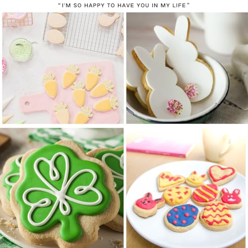 Auktosmn St. Patrick's and Easter Cookie Cutter Set-9 Piece-Dishwasher Safe-Shamrock, 4 Leaf Clover, Bunny, Egg and Carrot-Cookie Cutter for Spring Easter and St. Patrick's Day Decor - Image 4
