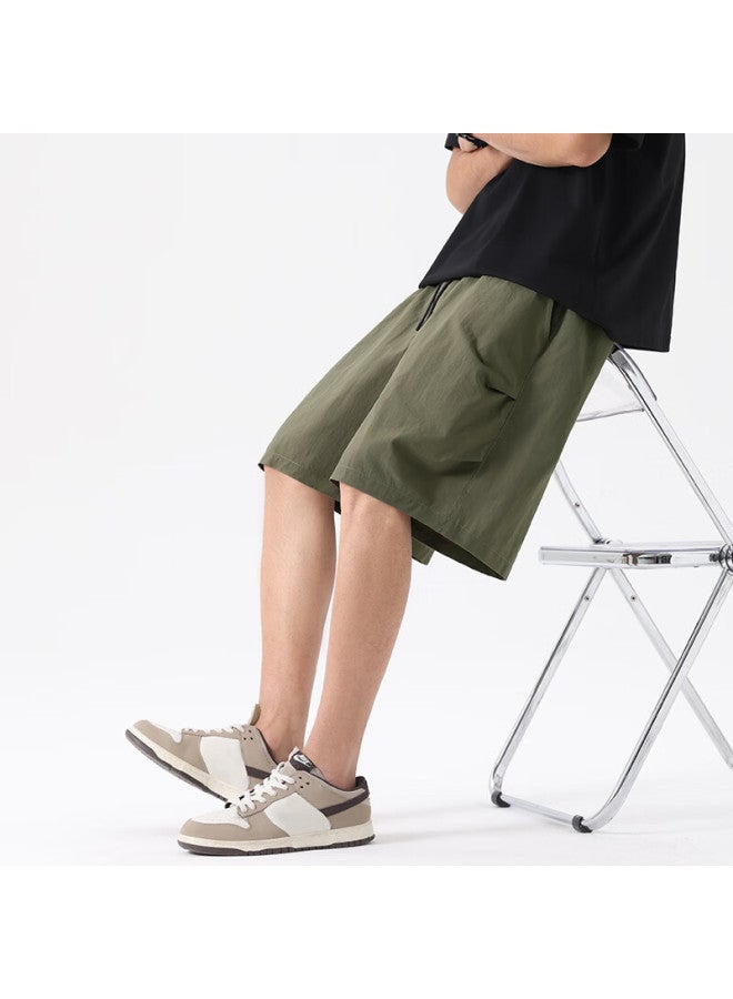 Mingchuang Youpin Miniso Paratrooper Workwear Shorts Men Summer Trendy American Style Ice Silk Cool Feeling Men'S Big Shorts Z Army Green Xl - Image 2