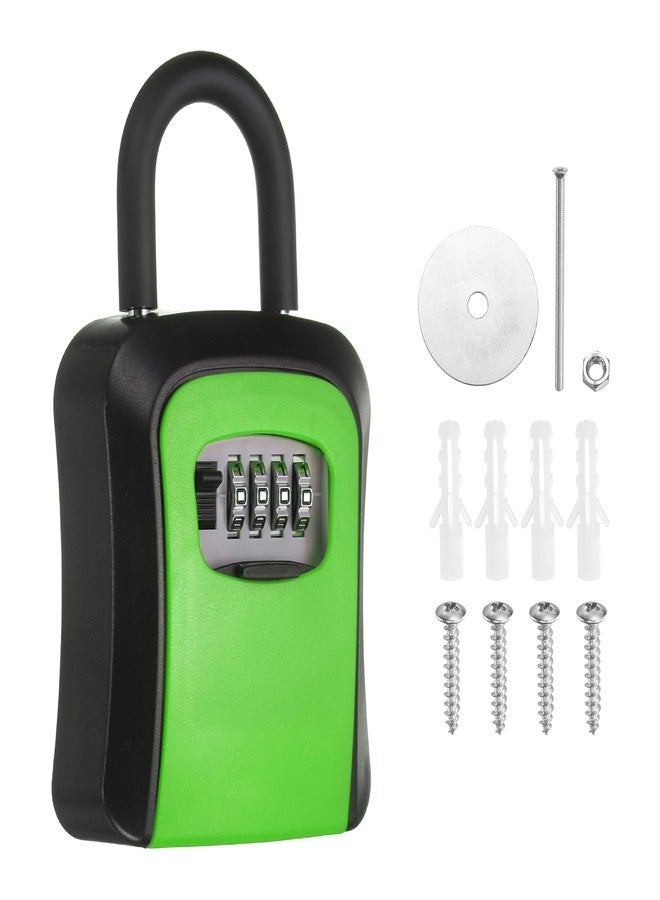 PATIKIL Wall Mount Key Lock Box (4.5"x3.9"x1.8", Green) - 4 Digit Portable Combination Lockbox for Keys Safe Security Storage Resettable Code Lockbox for Home Office - Image 1