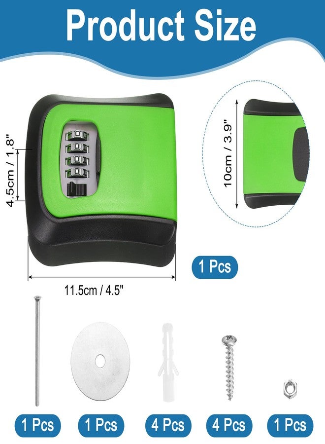 PATIKIL Wall Mount Key Lock Box (4.5"x3.9"x1.8", Green) - 4 Digit Portable Combination Lockbox for Keys Safe Security Storage Resettable Code Lockbox for Home Office - Image 2