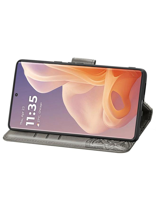 اس-توب جراب لهاتف موتورولا موتو جي 85، جراب هاتف جلدي منقوش عليه زهور الحب والفراشات - Image 4