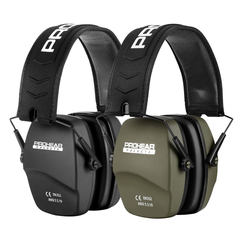 PROHEAR 016 Shooting Ear Protection Earmuffs 2 Pack, NRR 26dB for Gun Range, Hunting -Black and Green - Image 1