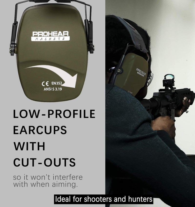 PROHEAR 016 Shooting Ear Protection Earmuffs 2 Pack, NRR 26dB for Gun Range, Hunting -Black and Green - Image 3
