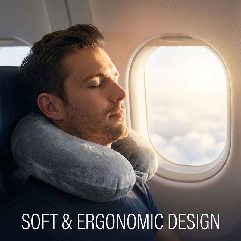 Dark Gray U Shaped Travel Pillow Collapsible Storage Bag Holds 10 Pieces Of Clothing - Image 5