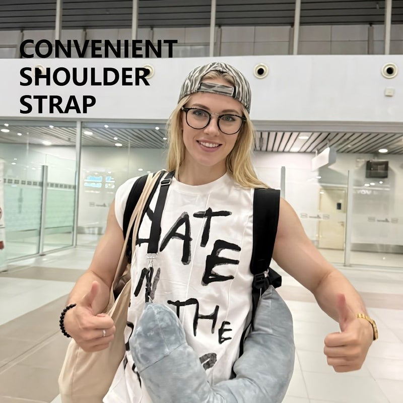 Dark Gray U Shaped Travel Pillow Collapsible Storage Bag Holds 10 Pieces Of Clothing - Image 1