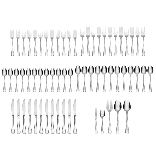 Oneida Flight 65 Piece Everyday Flatware, Service for 12, 18/0 Stainless Steel, Silverware Set, Dishwasher Safe - Image 2