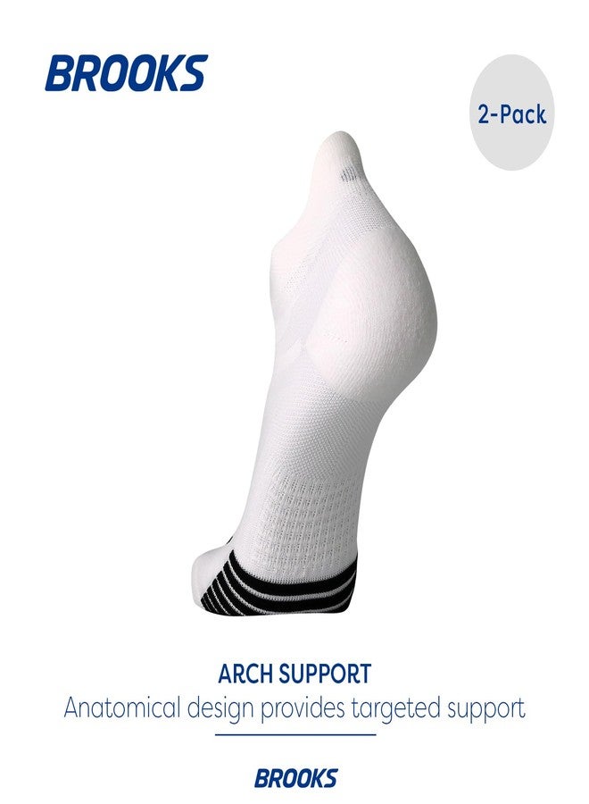 Brooks Ghost Lite No Show Socks I Performance Running, Comfort Fit with Arch Support for Men & Women (2-Pack Set) - White - Medium - Image 3