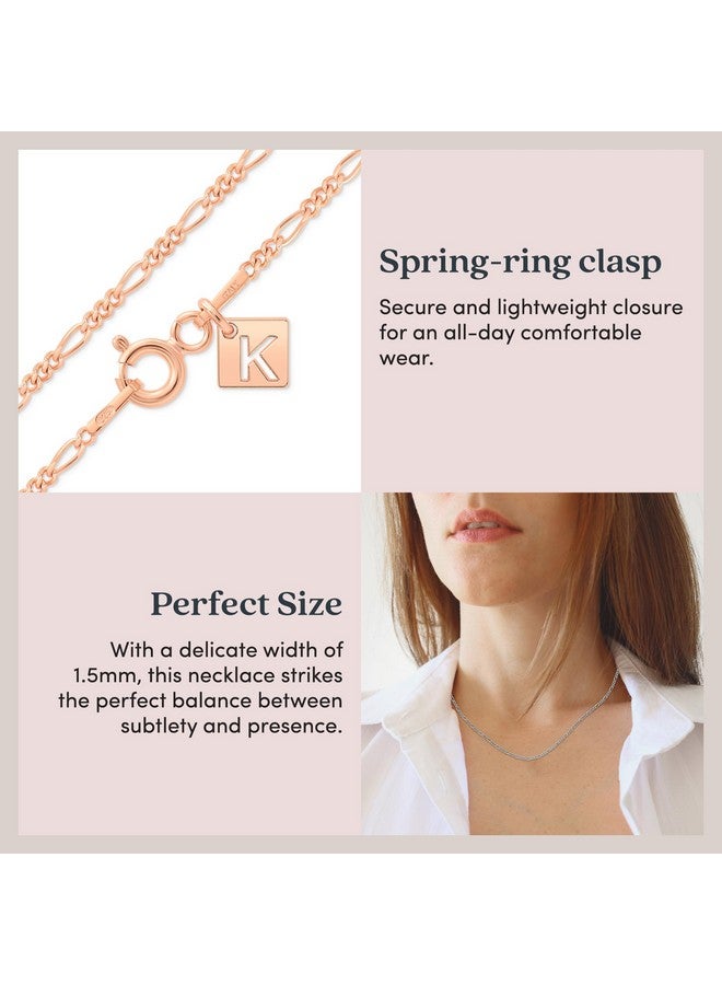 Kezef Sterling Silver 1.5Mm Figaro Chain Necklace Solid Necklace Chain 20 Inches Italian 925 Sterling Silver Jewelry Necklaces Sterling Silver Chains For Men Women Gold Plated - Image 3