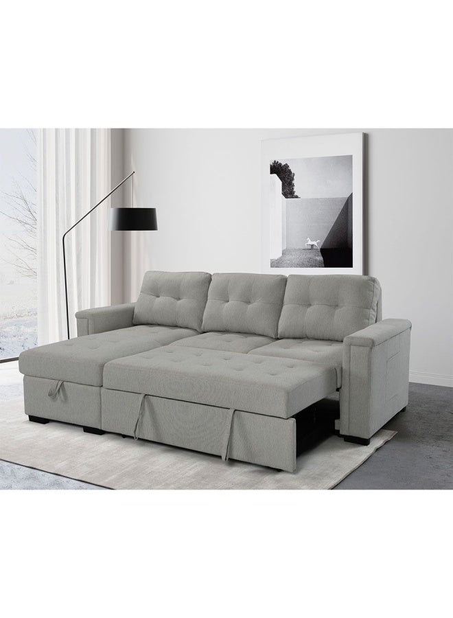 DANUBE HOME Ramiro Reversible Corner Fabric Sofa Bed Modern Design Sofa Bed Comfortable Living Room Furniture- Light Grey  - Image 2