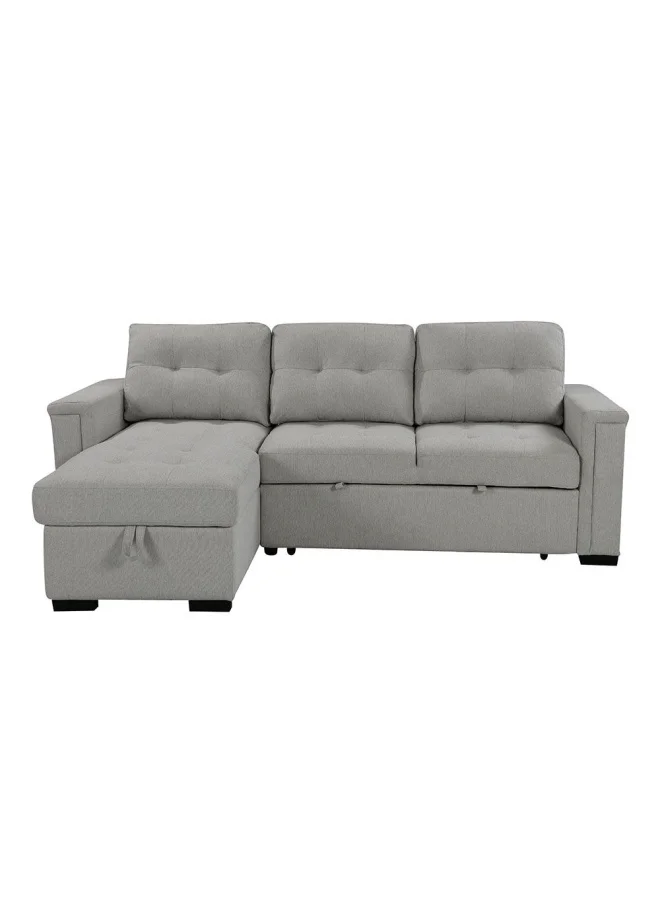 DANUBE HOME Ramiro Reversible Corner Fabric Sofa Bed Modern Design Sofa Bed Comfortable Living Room Furniture- Light Grey