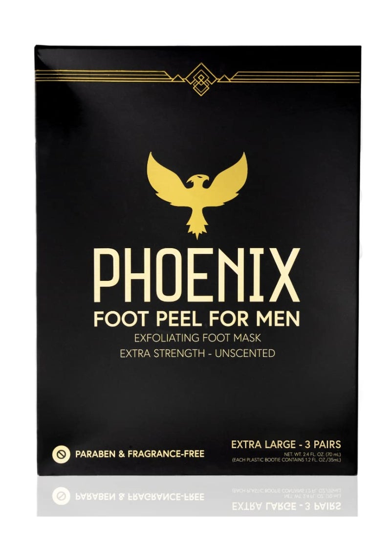 Phoenix (Pack of 3) Phoenix Foot Peel for Men - Extra Large - Extra Strength - Exfoliating Dry Feet Treatment - Callus Remover - Unscented - Paraben and Fragrance Free - Image 1