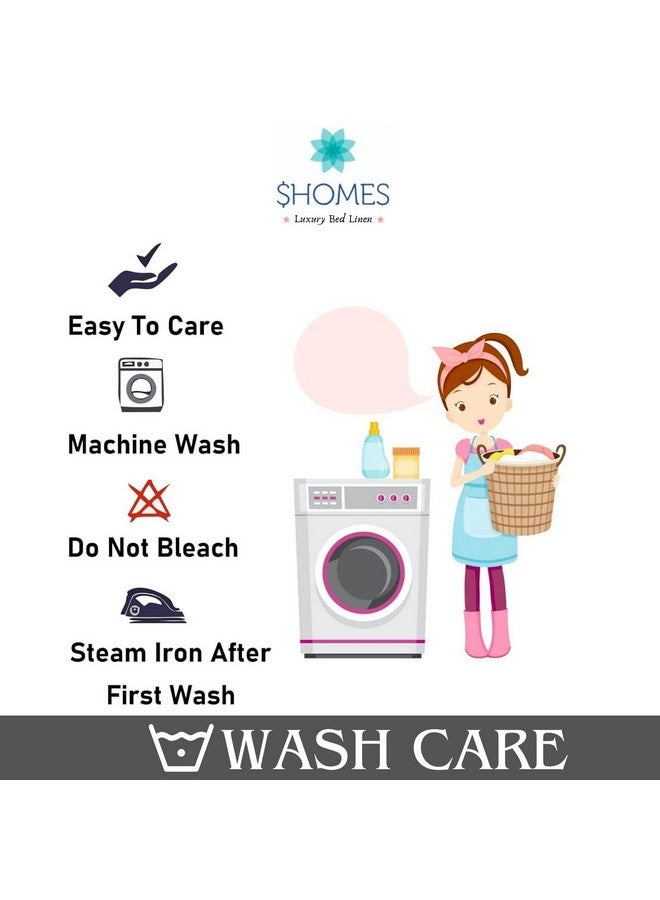 SHOMES شوميس 250 TC 100% قطن جلاسي مفروشات سرير مسطح لحجم سرير مزدوج/كينغ | تصميم زهور مع 2 غطاء وسادة | مفروشات سرير ناعمة وقابلة للتنفس وخالية من التجاعيد (90 x 95 بوصة | أزرق، رمادي) - Image 5