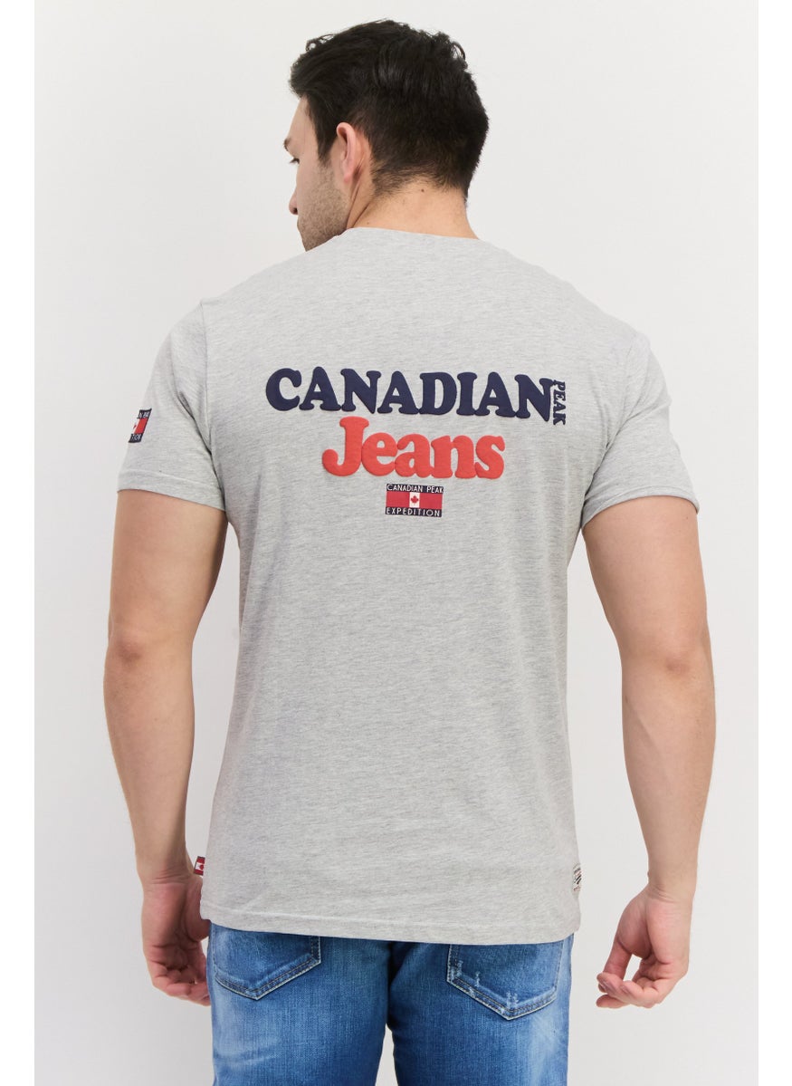 Canadian Peak - Men Crew Neck Short Sleeve Brand Logo T Shirt, Grey Combo - Image 1