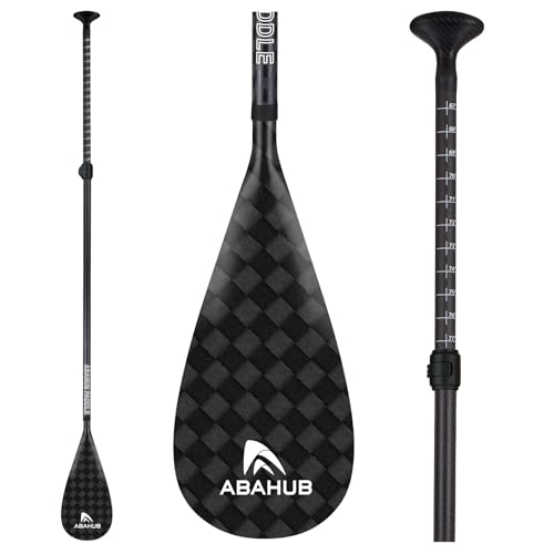 Abahub Carbon SUP Paddles 1 x 3 Section Adjustable 67 86 Carbon Fiber Shaft Lightweight Standup Paddle Oars for Paddleboard Carbon Square Print Plastic Blade Paddle Bag - Image 1
