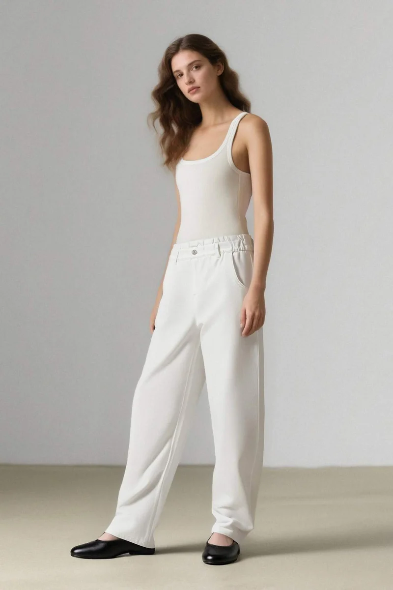 ديفاكتو Paperbag Elastic Waist Ankle Length Jeans