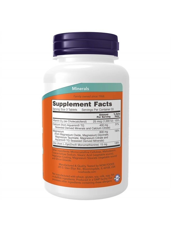 now Supplements, Magnesium & Calcium, With Zinc and Vitamin D-3, Nerve and Bone Support*, 100 Tablets - Image 2