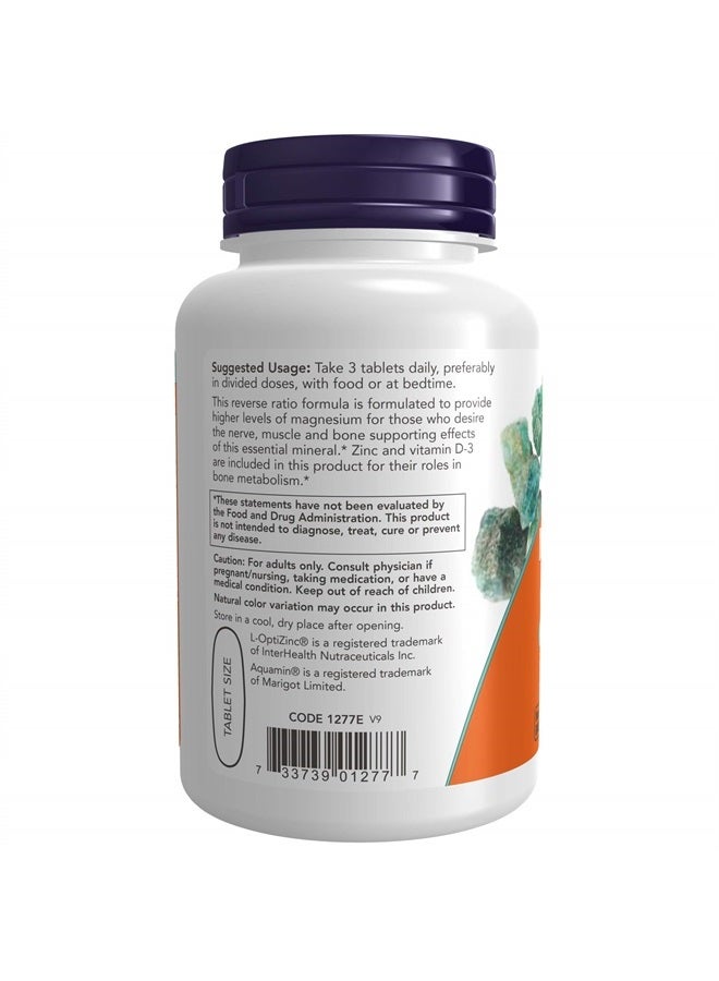 now Supplements, Magnesium & Calcium, With Zinc and Vitamin D-3, Nerve and Bone Support*, 100 Tablets - Image 3