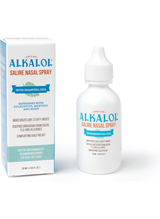 Alkalol شركة ألكالول - رذاذ أنفي ملحي مع زيوت أساسية 1.69 أونصة سائلة - Image 1