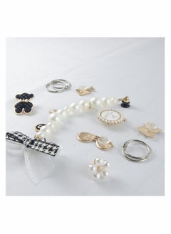 Excefore Fashion Rhinestone Shoe Charms, 14 Pcs Gleaming Pearl Chains with Bows Shoe Charms lovely little bear Jewelry Accessories Decoration for Girls Women Party Favors Birthday Gifts  - Image 3