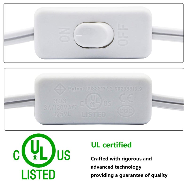 SinLoon UL-LP Certification 18AWG T5 T8 LED Wire Connector Power Cord LED Tube Power Extension Cord with on/Off Swith US Plug for LED T5 T8 Light Tube Integrated Extension Cable (9.8FT SW) - Image 2