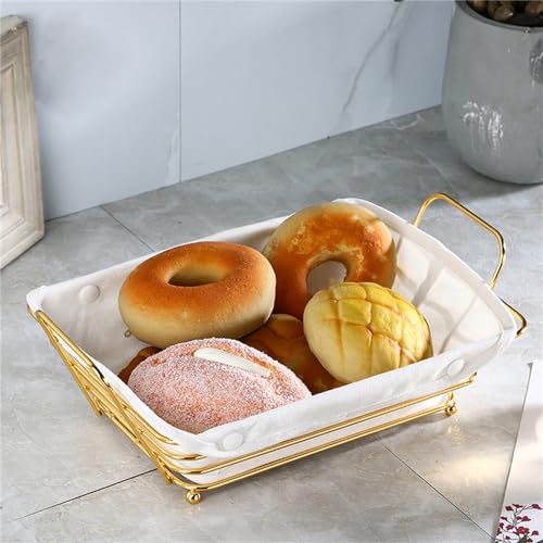 Sthrucrack Gold Baskets for Bread Serving, Parties Gold Wire Basket for Fruit Vegetables Bread (1) - Image 3