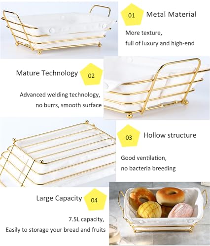 Sthrucrack Gold Baskets for Bread Serving, Parties Gold Wire Basket for Fruit Vegetables Bread (1) - Image 5