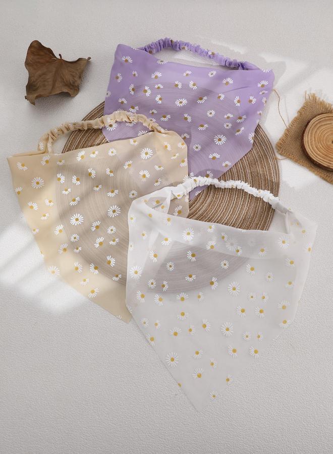 Take Two Set of 3 - Floral Printed Triangle Headscarf - Image 3