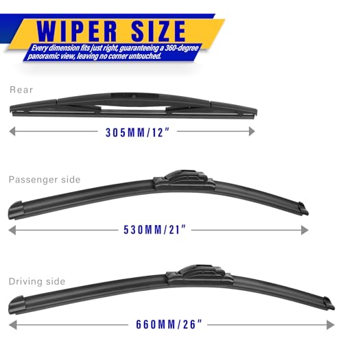 Rooppa 3 wipers Replacement for 20072013 Acura MDX Windshield Wiper Blades Original Equipment Replacement 262112 Set of 3 UJ HOOK - Image 3