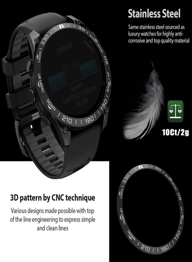 Abanen Stainless Steel Watch Bezel for Garmin Fenix 8 51mm, Polished Adhesive Cover Anti-Scratch Protector Cover Ring for Fenix 8 47mm (Black, 51mm) - Image 4