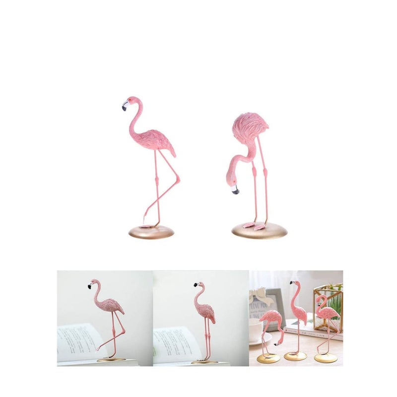 SOLARAE مجموعة تماثيل فلامينغو 3 قطع زينة أسلوب ميني تمثال ريزين هدايا منزلية زينة مكتب وردي - Image 5