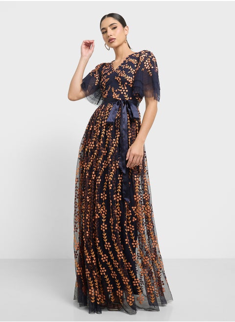 Flutter Sleeve Maxi Dress