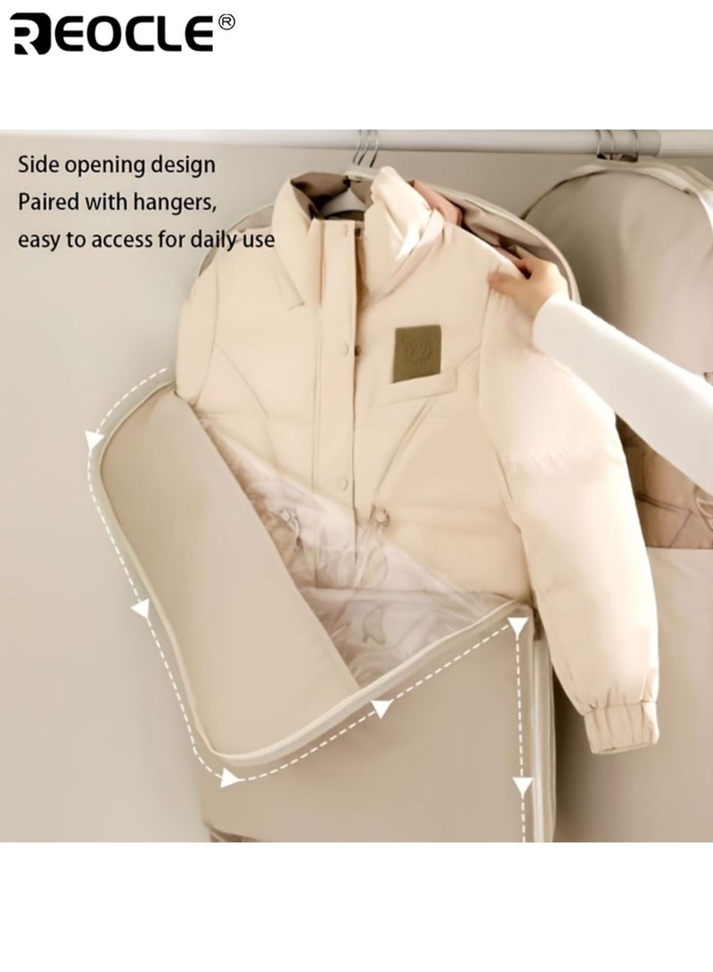 ريوكل غطا ملابس ضاغطان بتصميم شفاف، مع خاصية تخزين معلقة، وحقائب تنظيم موفرة للمساحة لتنظيم خزانة الملابس. - Image 4