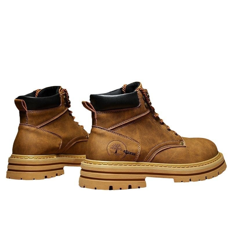 Men's High-Top Martin Boots Winter Style Chunky Sole Casual Leather Shoes - Image 5