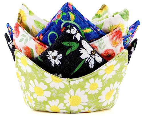 ROGITU Cotton Microwavable Bowl Cozy, Microwave-Safe Hot Bowl Holders, Soup Bowl Cozy Bowl Hot Pads (I) - Image 1