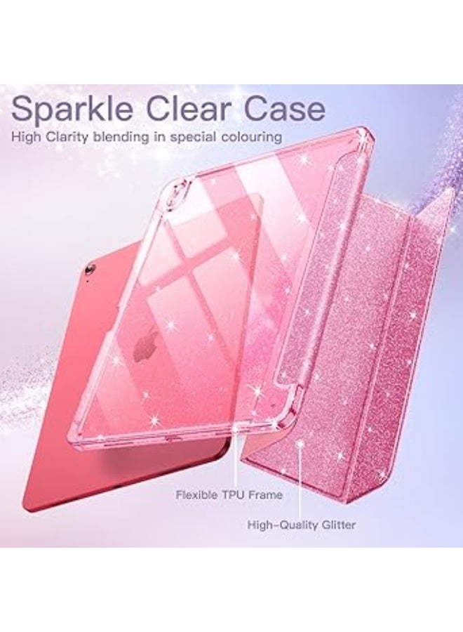 Case for iPad (A16) 11th/10th Generation (2025/2022) with Pencil Holder, Cute Sparkly Slim Cover for Kids and Girls, Shiny Clear Back Shell (Pink) - Image 2