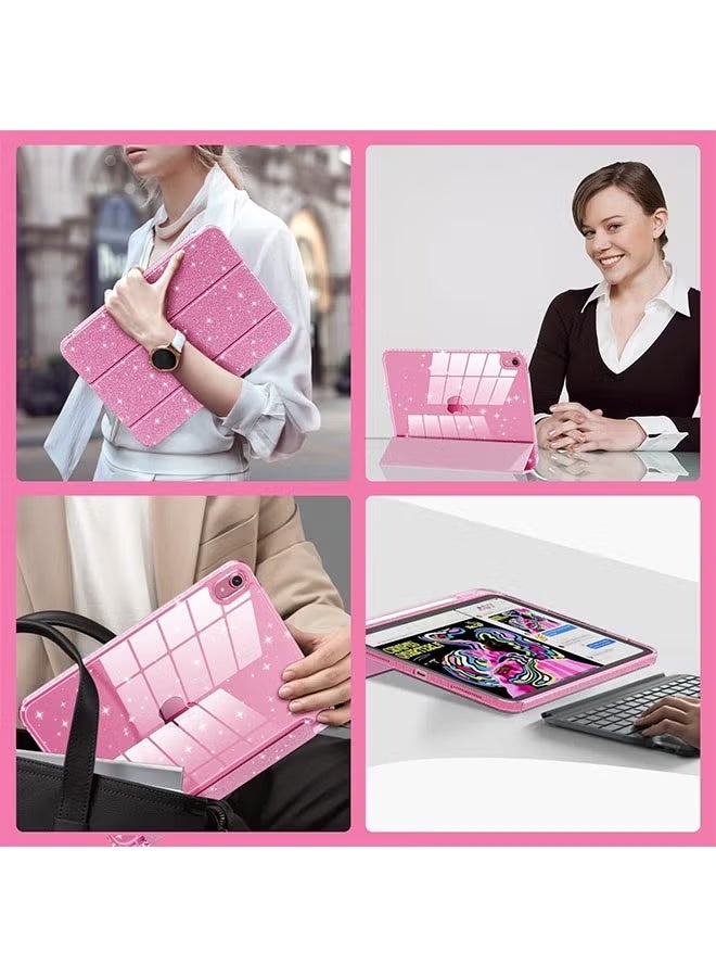 Case for iPad (A16) 11th/10th Generation (2025/2022) with Pencil Holder, Cute Sparkly Slim Cover for Kids and Girls, Shiny Clear Back Shell (Pink) - Image 5