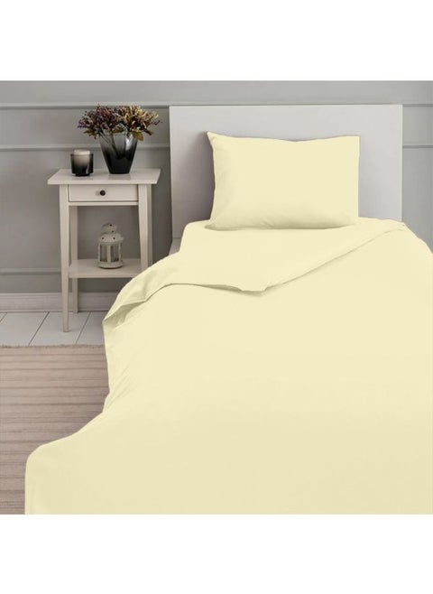 Orchard Exclusive (Cream) Single Size Flat Sheet,Duvet cover and Pillow covers (Set of 4 Pcs) Cotton percale Weave, Soft and Luxurious, High Quality Bed linen -180 TC