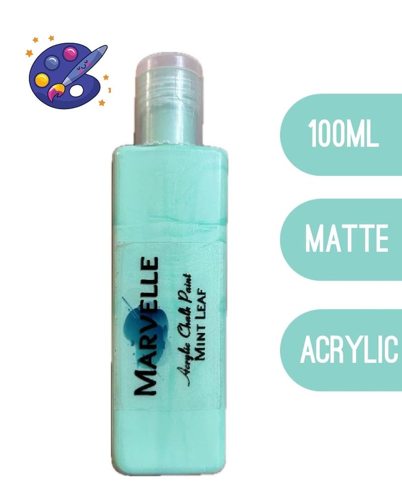 GREENARTZ MARVELLE 100ml Acrylic Chalk Paint (MINT LEAF) for glass artwork decor lippan art wood furniture walls canvas | Non toxic | Matte finish - Image 4