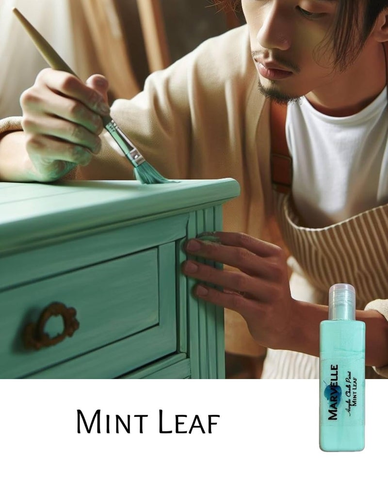 GREENARTZ MARVELLE 100ml Acrylic Chalk Paint (MINT LEAF) for glass artwork decor lippan art wood furniture walls canvas | Non toxic | Matte finish - Image 2