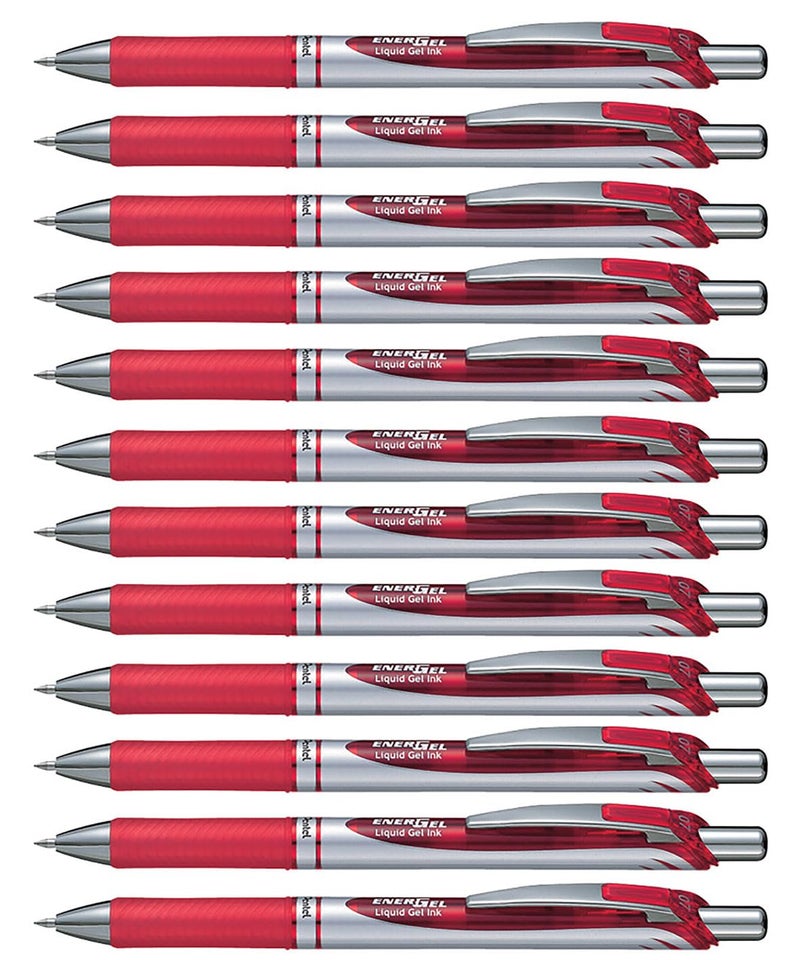 Pentel BL77-BO Energel XM Retractable Gel Pen with 0.7 mm Tip, 0.35 mm Line Width - Red, Pack of 12 - Image 1