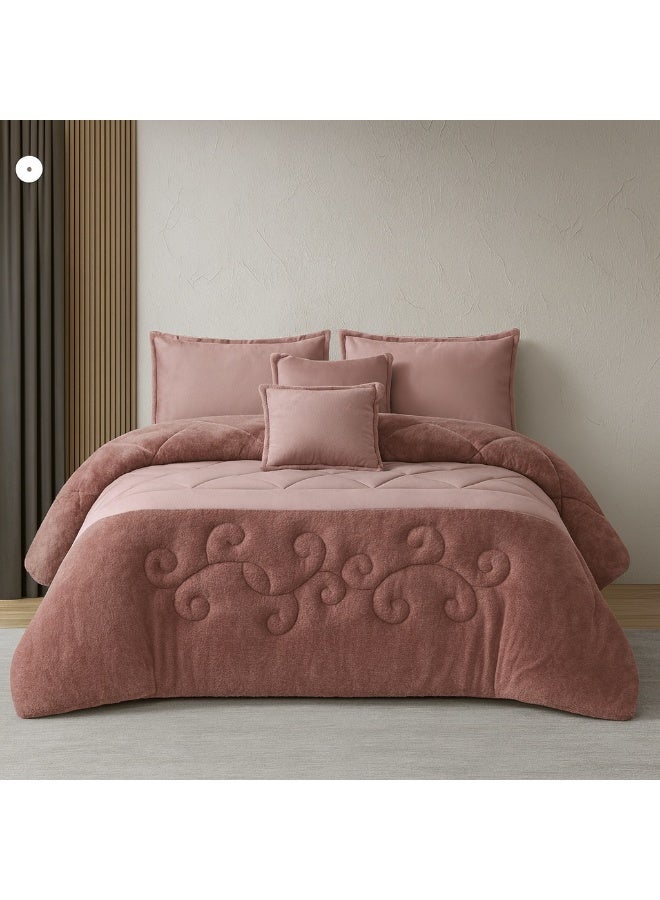 مينج لي مفرش شتوي نفر ونص نظام وجهين (مخمل × فرو) – طقم مفارش 4 قطع يشمل لحاف، شرشف مطاطي، غطاء وسادة وغطاء مخدة، يناسب سرير مقاس 140×200 سم - Image 3