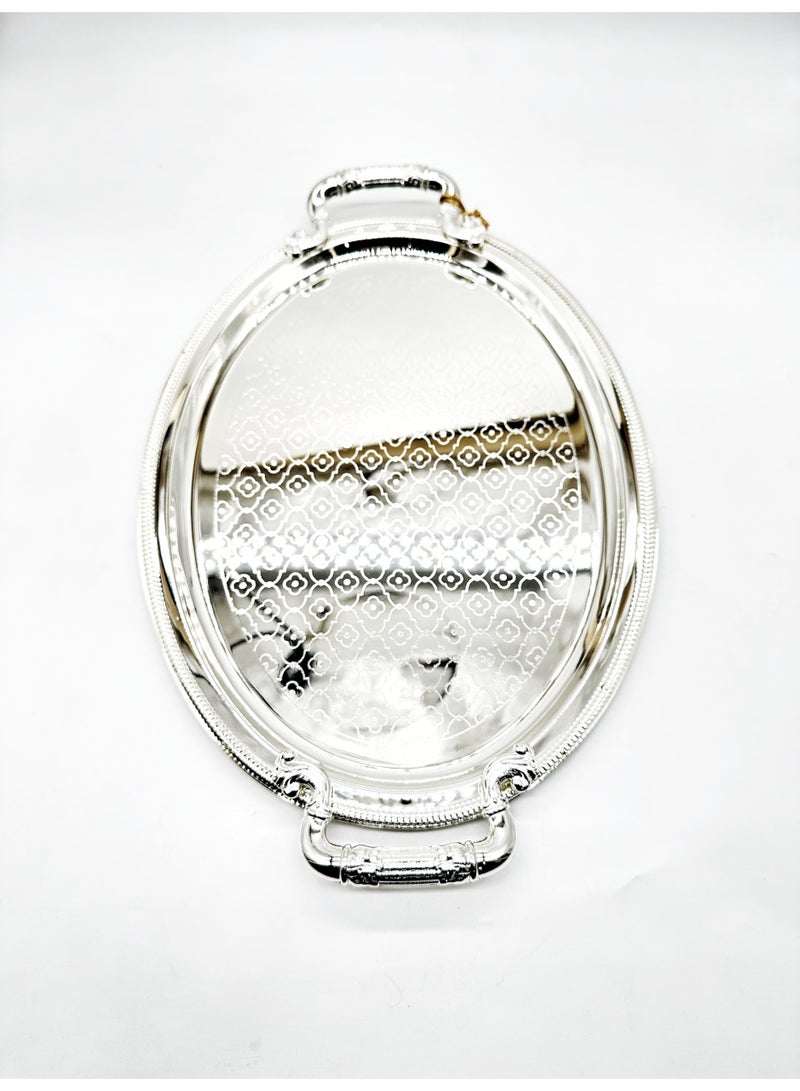 طقم تباسي 3 قطع بيضوي ستانلس ستيل فضي فاخر - Image 3