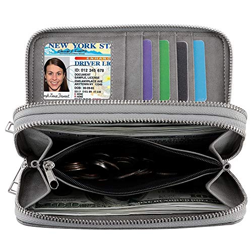XEYOU Double Zipper Long Clutch Wallet Cellphone Wallet for Women with Removable Wristlet Strap for Credit Card, Cash, Coin, Bill - Image 4