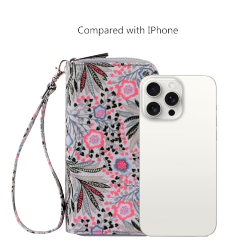 XEYOU Double Zipper Long Clutch Wallet Cellphone Wallet for Women with Removable Wristlet Strap for Credit Card, Cash, Coin, Bill - Image 2