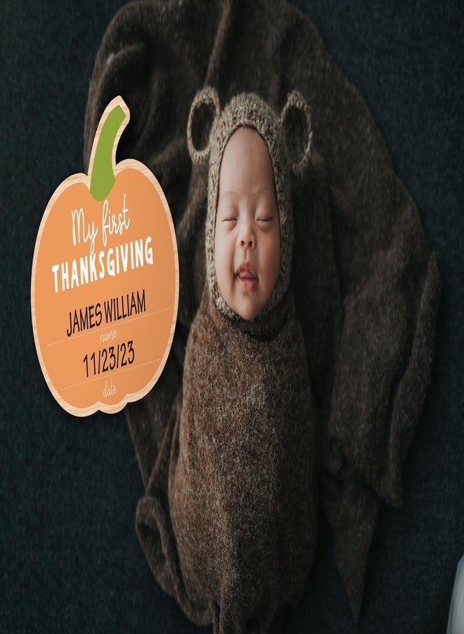 Reece Studio My First Thanksgiving Wooden Photo Prop Sign, Baby Holiday Milestone Pictures, Fall Pumpkin Fill-in Board, Gift for New and Expecting Parents - Image 3