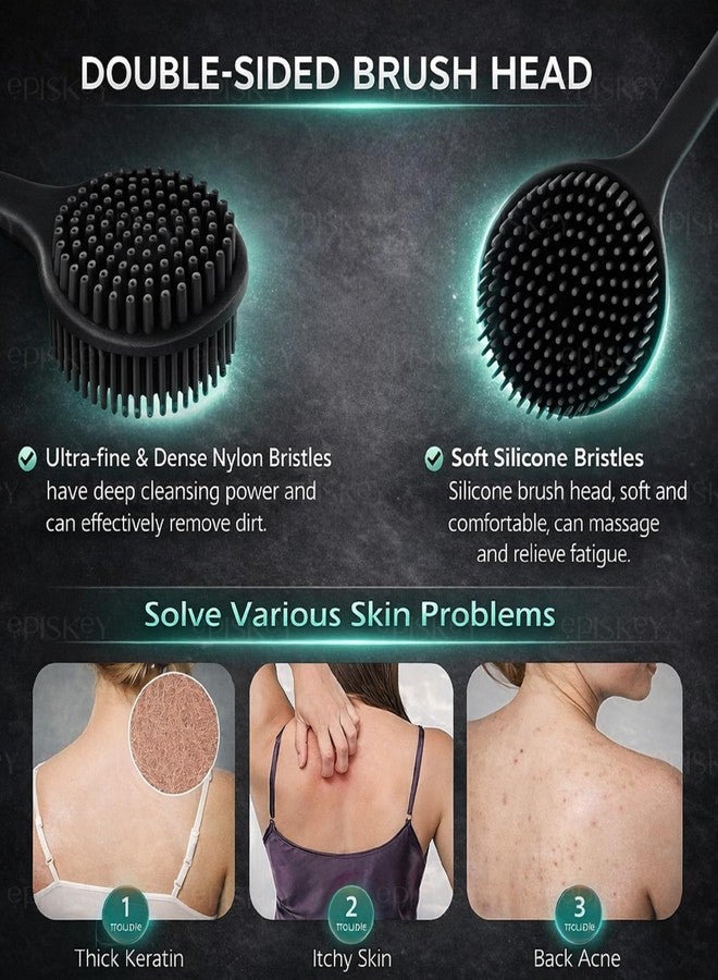Episkey Soft Silicone Back Scrubber Shower Bath Brush with Long Handle | Flexible Bristles for Smooth Skin | Exfoliating Brush | Body Scrubber for Women, Men & Boys| for Body Wash & Bathing - Image 5