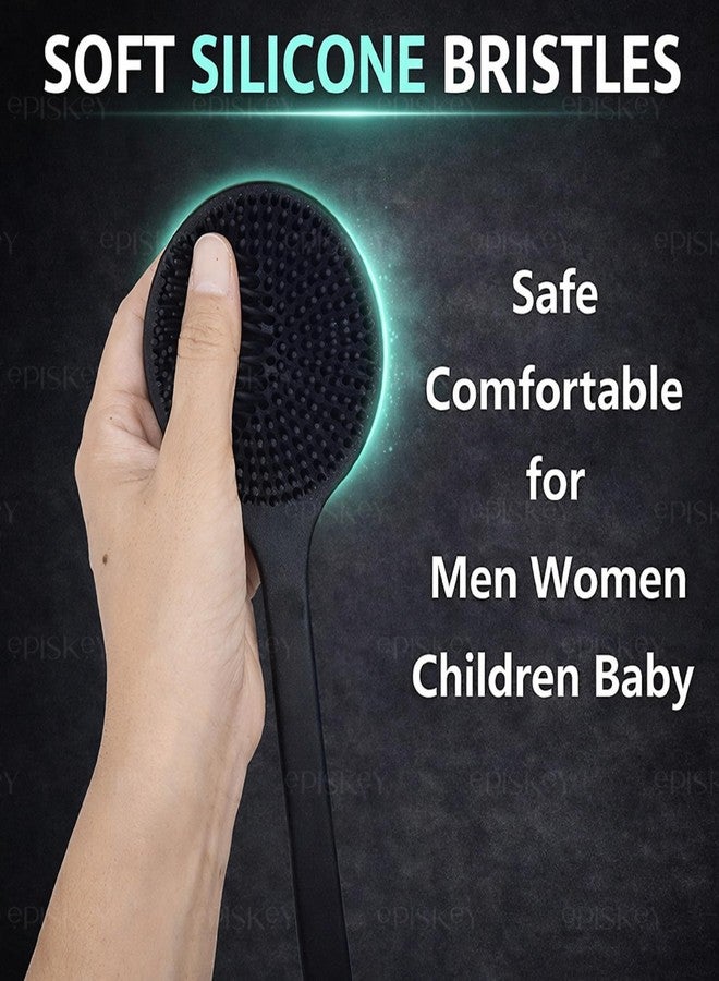 Episkey Soft Silicone Back Scrubber Shower Bath Brush with Long Handle | Flexible Bristles for Smooth Skin | Exfoliating Brush | Body Scrubber for Women, Men & Boys| for Body Wash & Bathing - Image 2