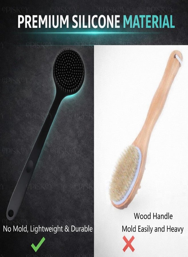 Episkey Soft Silicone Back Scrubber Shower Bath Brush with Long Handle | Flexible Bristles for Smooth Skin | Exfoliating Brush | Body Scrubber for Women, Men & Boys| for Body Wash & Bathing - Image 3